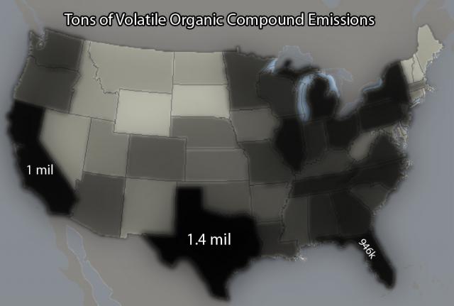 Tons of Volatile Organic Compound Emissions