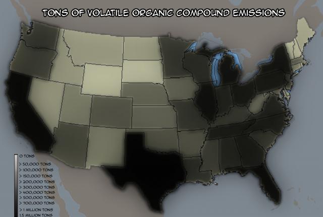 Tons of Volatile Organic Compound Emissions Tons of Volatile Organic Compound Emissions