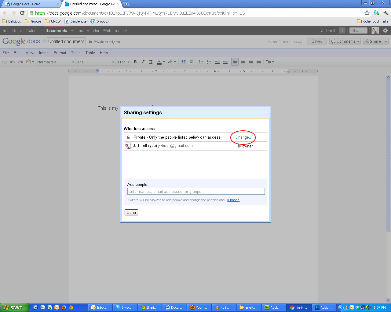 Change permissions