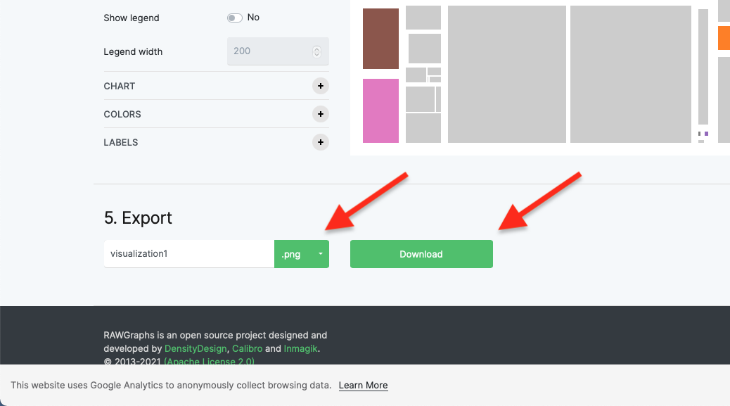 Exporting .png visualization files from RAWGraphs