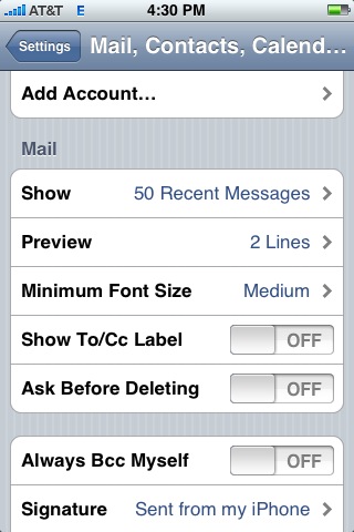iPhone Mail Screen