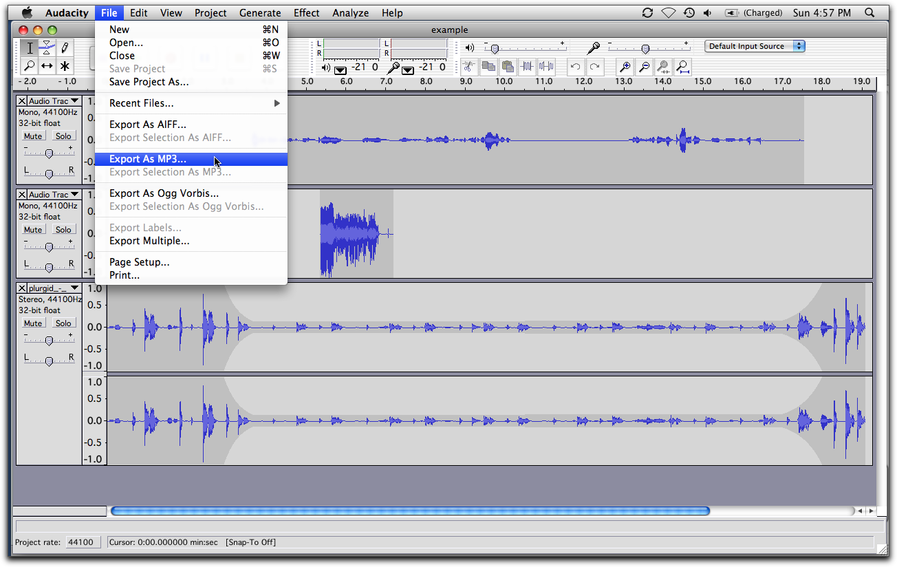 Audacity export
