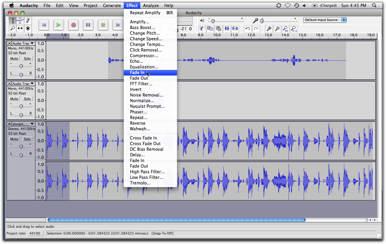 Audacity fade